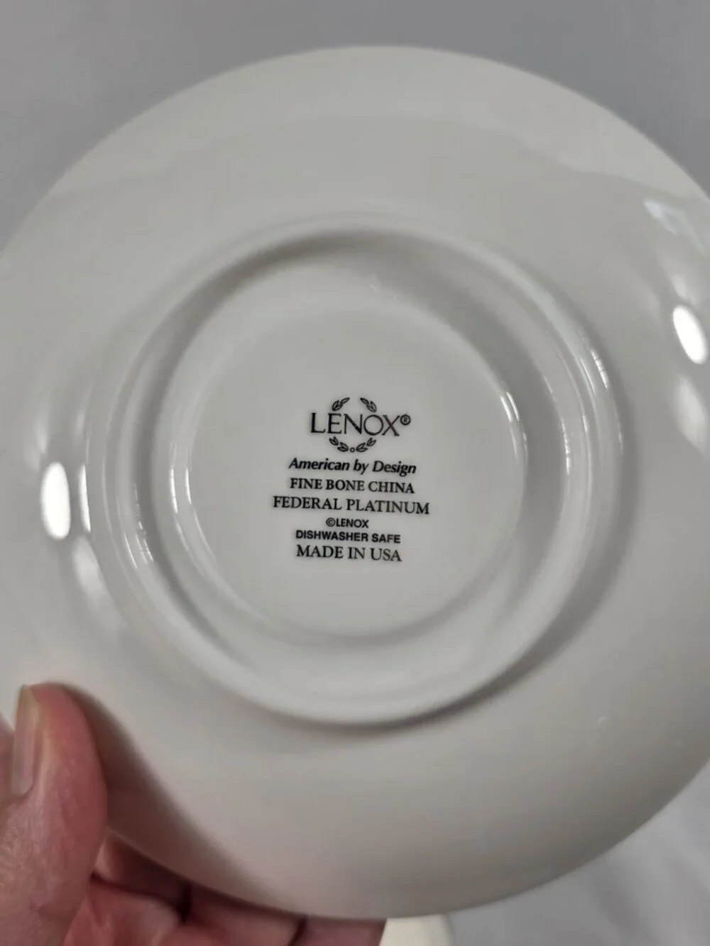 TWO Lenox Federal Platinum Cup & Saucer Sets White with Platinum Trim & Ring